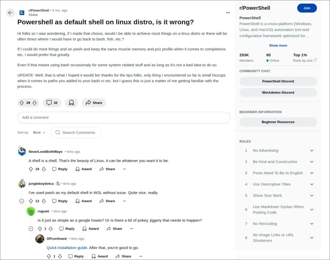 Powershell as Linux Shell