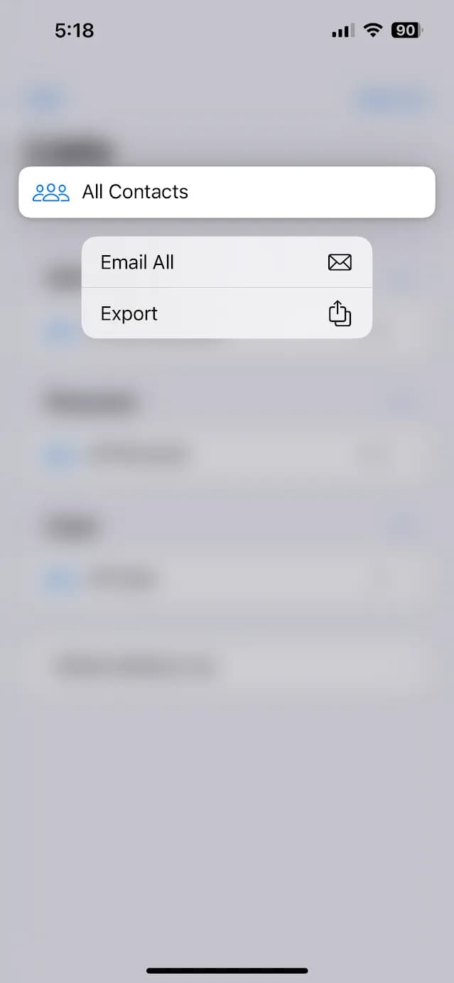 Export all contacts