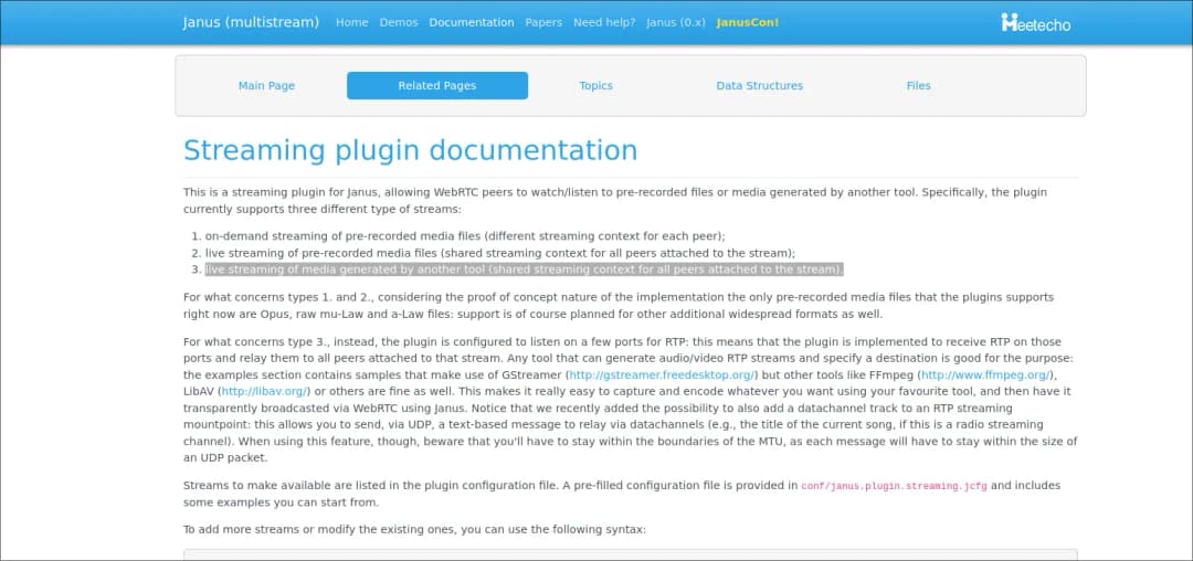 Streaming plugin