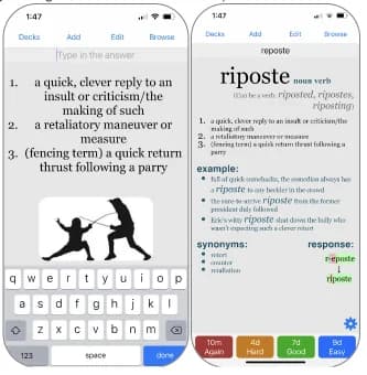 Mobile flashcard example